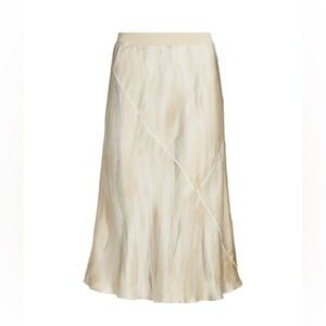 ATM Silk Water Color Midi Skirt In Cream